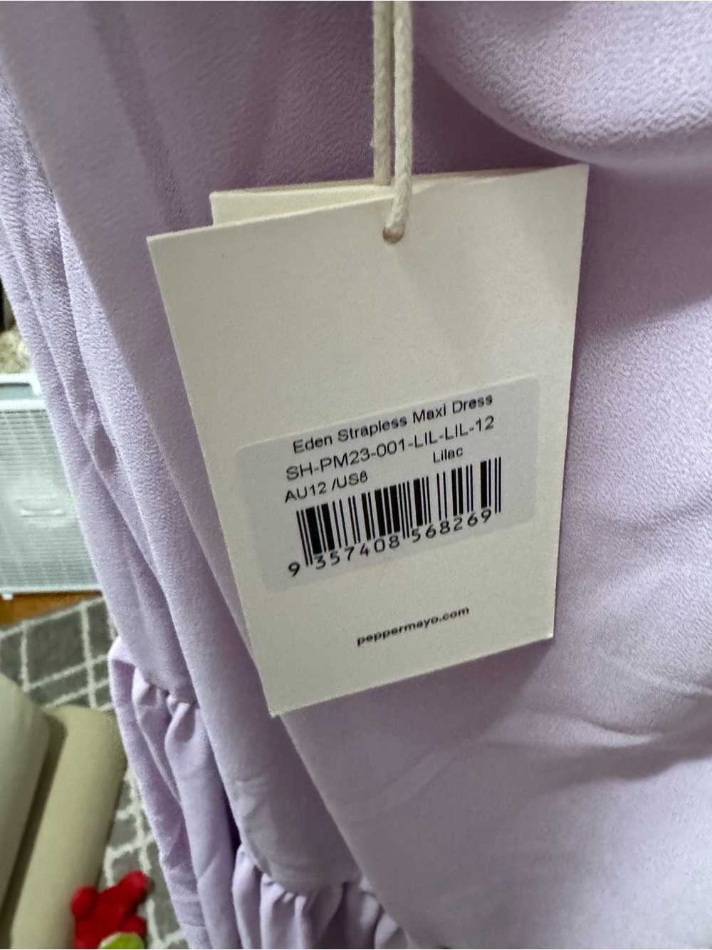 Peppermayo Lilac Strapless Maxi Dress with High Slit - Picture 6 of 6